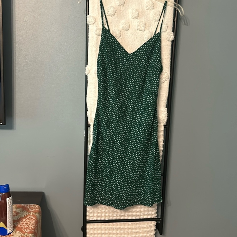Green and white summer dress